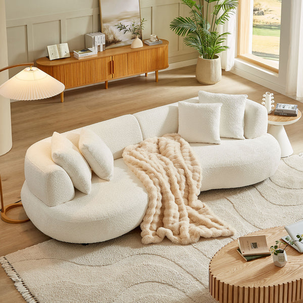 Cavell White Boucle Sectional Sofa – 102.4