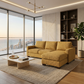 Damon L-Shaped Sectional Sofa – 120" Chaise Sectional in Fabric & Velvet - Yellow Hepburn Chai Tea Fabric (2)