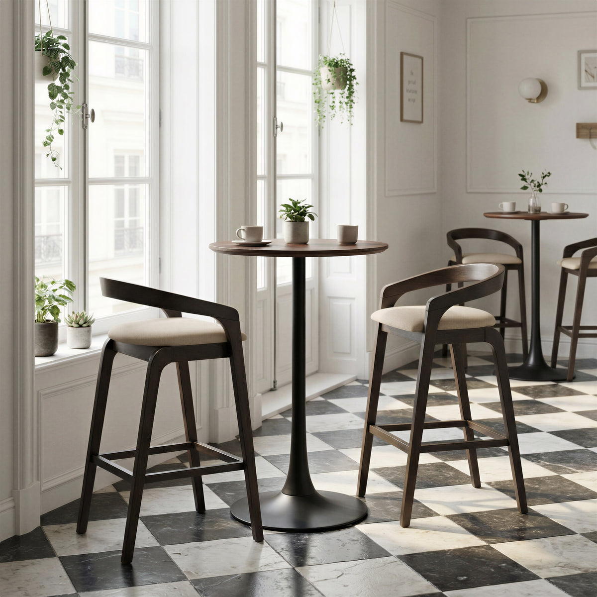 Troy Dove Gray & Espresso Barstool (Set of 2)