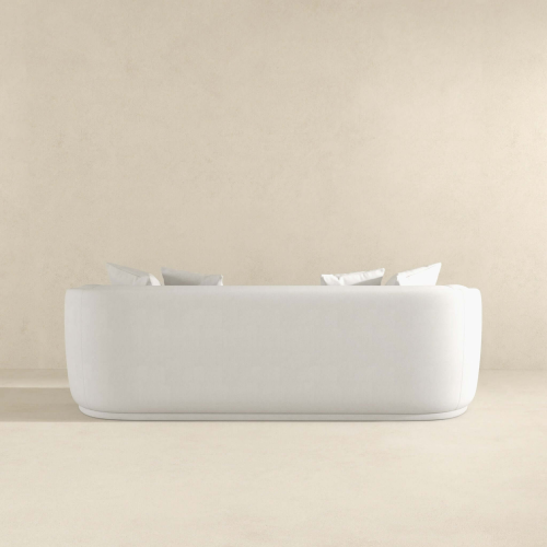 Mid-Century Modern Channel Tufted Boucle Sofa 92" – Markus Cream Boucle Couch