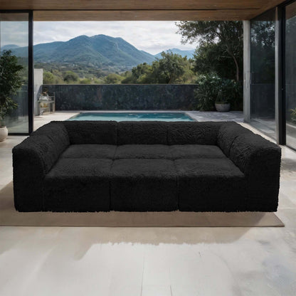 Ravenna Modular Sectional Day Bed – 107" 6-Piece Black Sofa with Ottoman