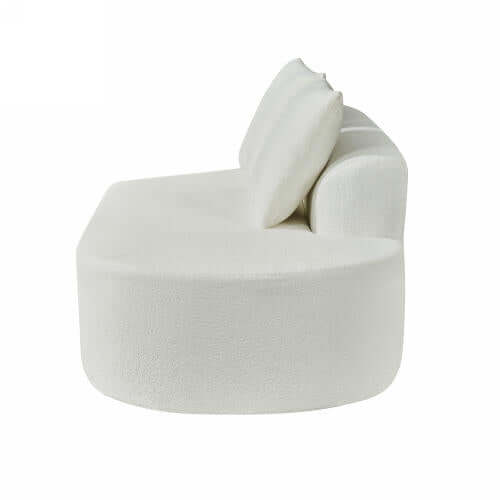Modern Low Profile Modular Curved Foam Sofa 116' in white, showcasing a sleek curved design and plush cushions.