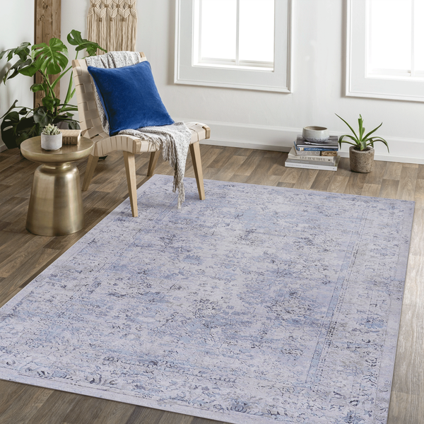 Maval Blue Polyester Area Rug – 120