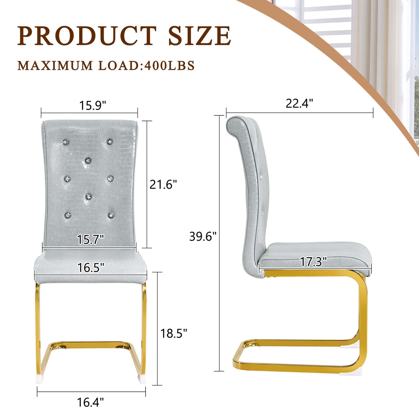 Kinsey Gray, Gold Legs, Set of 4