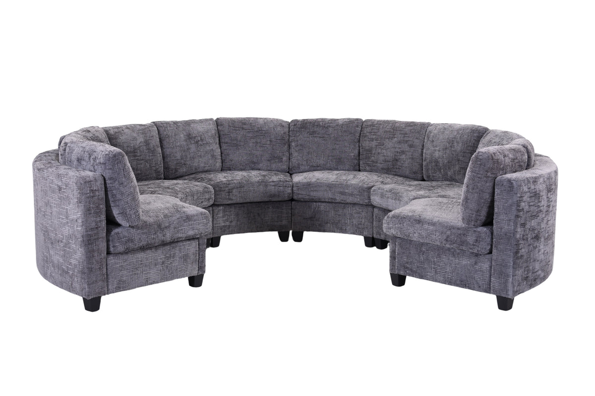 Harlan Curved Modular Sectional Sofa – Chenille, Solid Wood Frame, 4 Colors - Dark Gray (11)