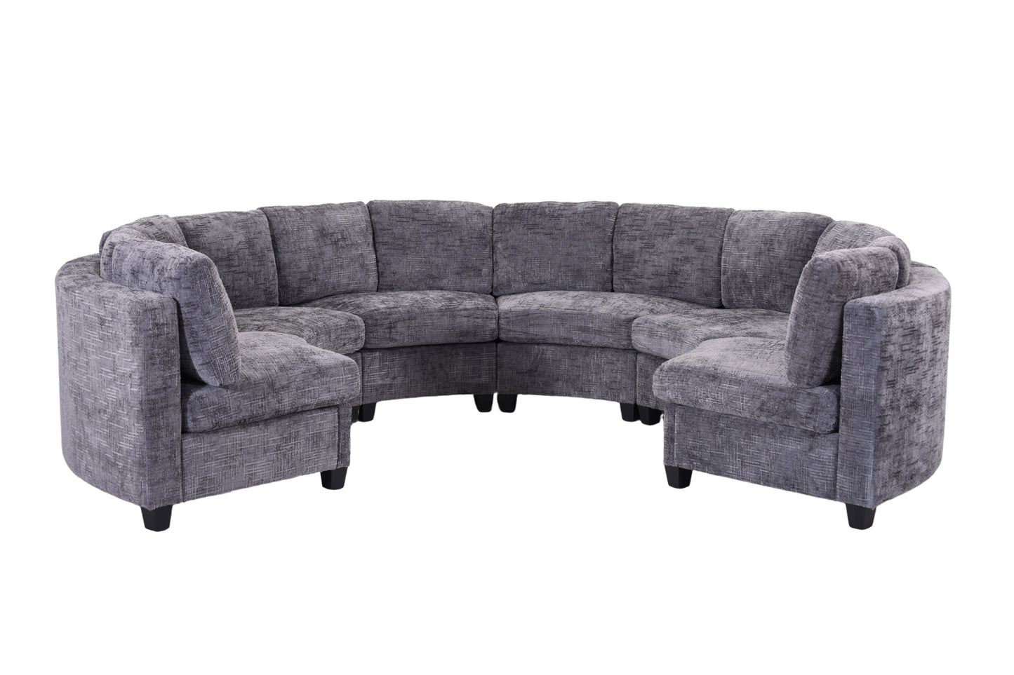 Harlan Curved Modular Sectional Sofa – Chenille, Solid Wood Frame, 4 Colors - Dark Gray (11)