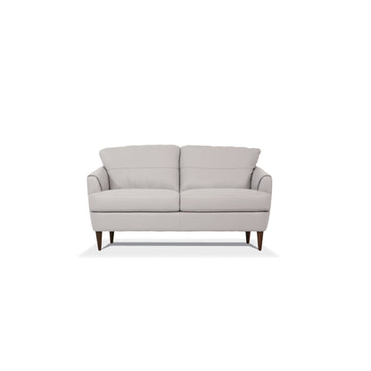 Helena Silver Grey Leather Loveseat – 58"W Loveseat