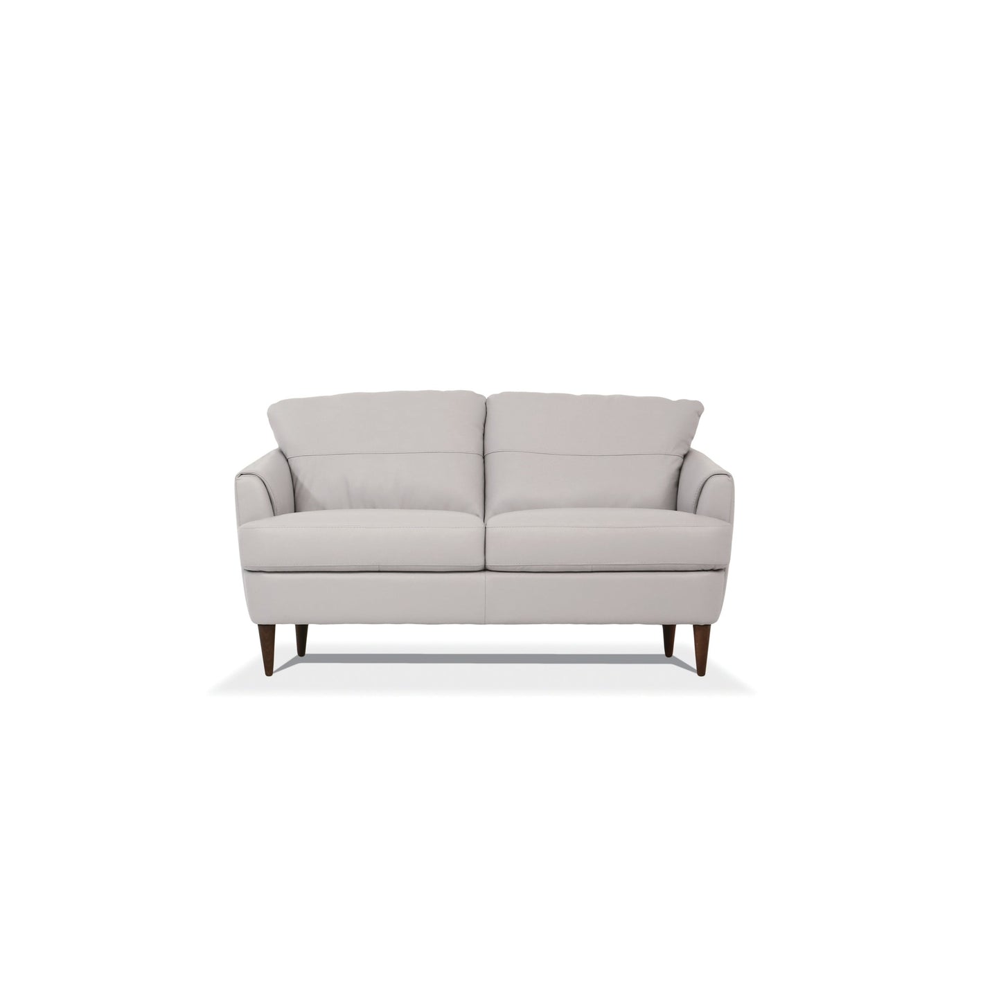 Helena Silver Grey Leather Loveseat – 58"W Loveseat