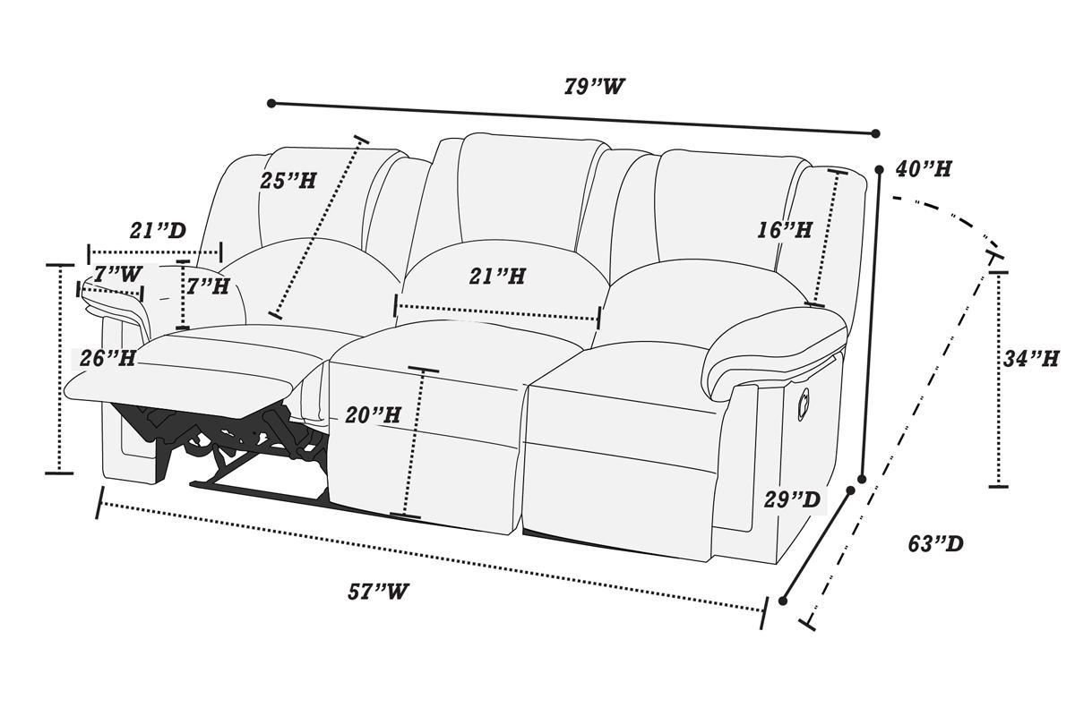 Brennan Black Bonded Leather Reclining Sofa