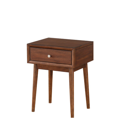 Eero Brown Walnut Veneer End Table – 18" Mid-Century Dovetail Drawer Side Table
