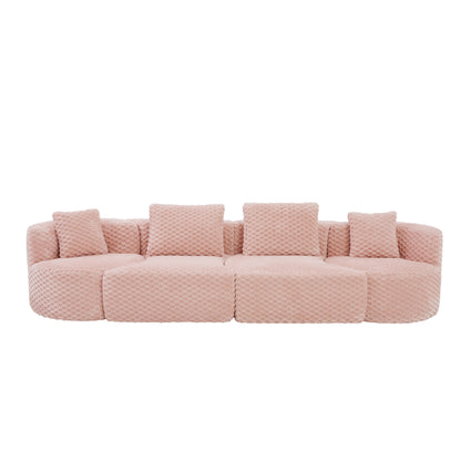 Montague Bubble Velvet Modular Sofa – 137" Pink Sectional Sofa