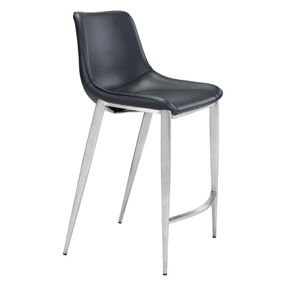 Magnus Counter Stool (Set of 2) in Black & Silver