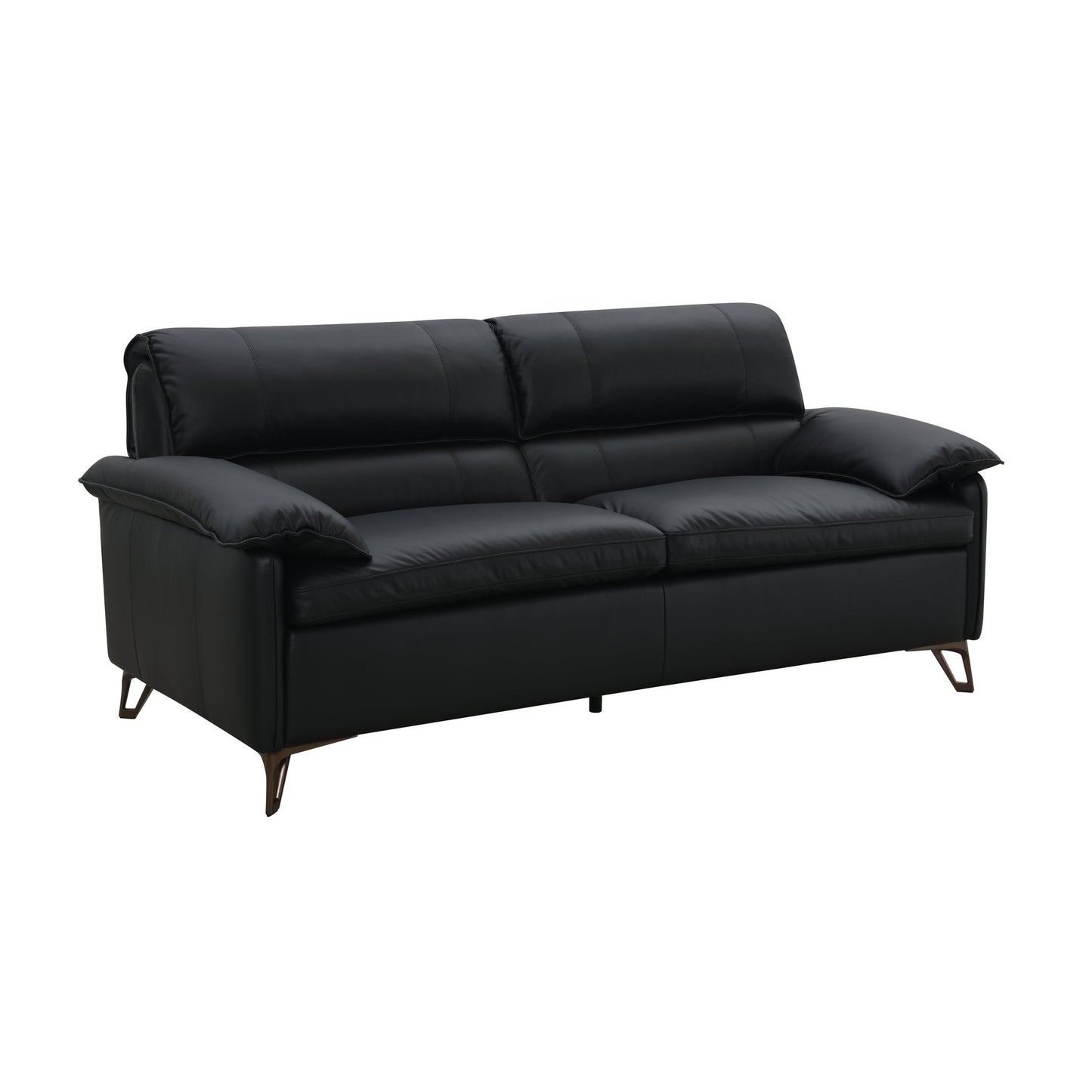 Eilene Black Leather Loveseat – 83"W Loveseat