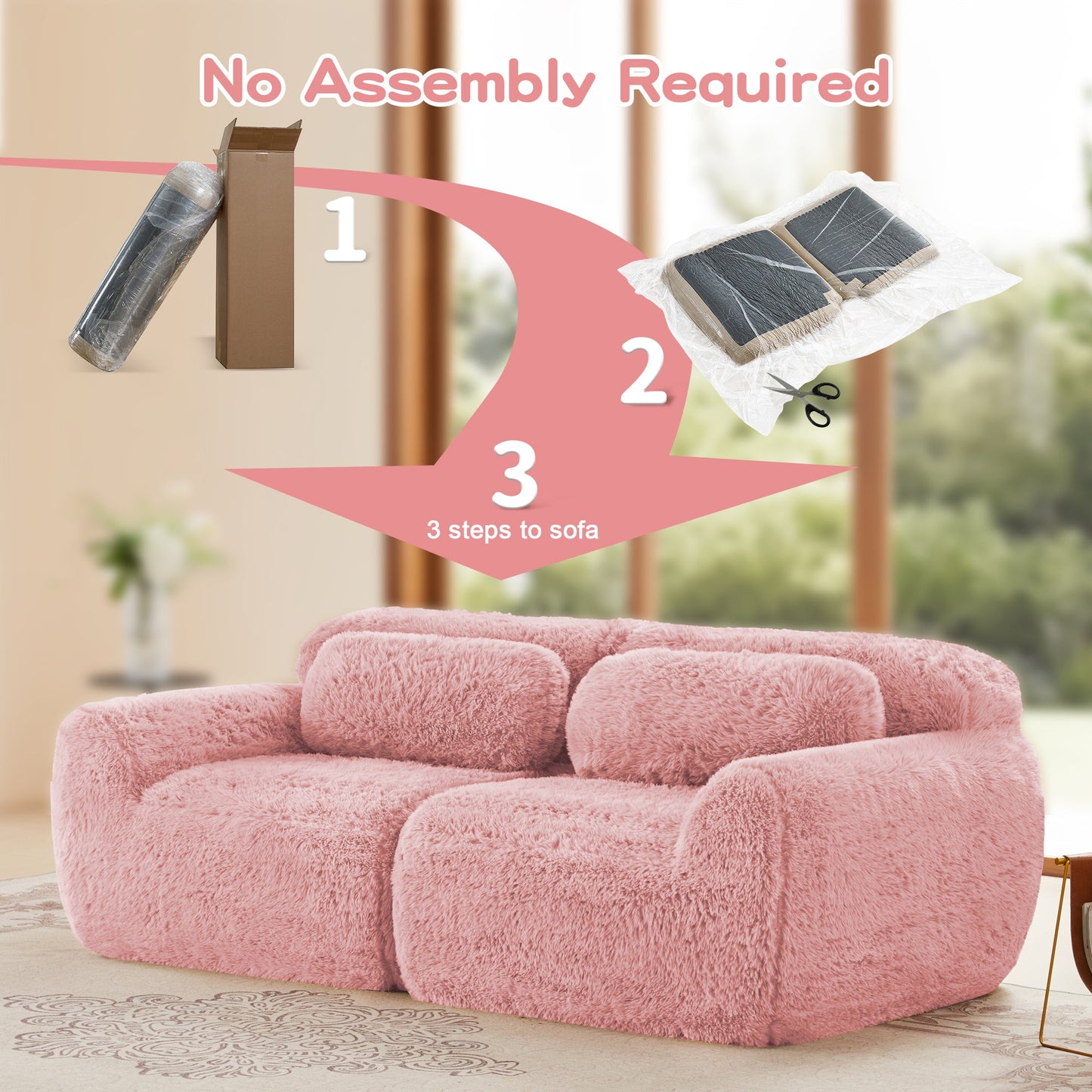 Grayson pink plush modular sofa