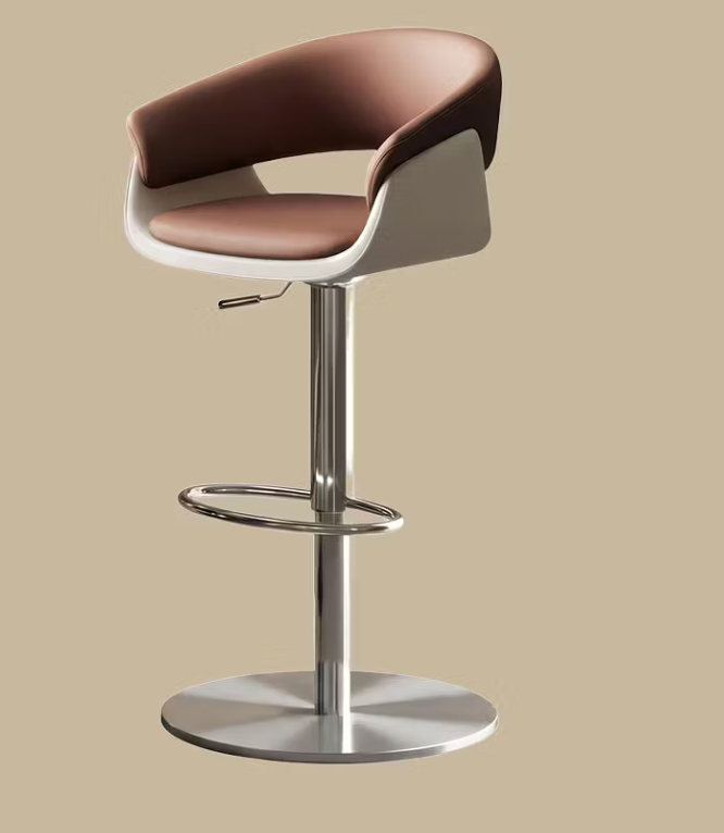 Denby bar stool in brown and white faux leather