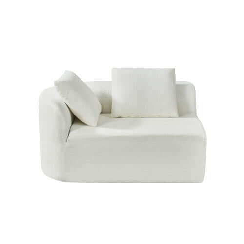 Modern Low Profile Modular Curved Foam Sofa 116' (4 Colors) in white with plush cushions and a stylish silhouette.