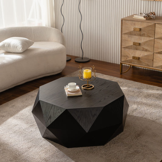 Pascal Black Embossed Wood Coffee Table