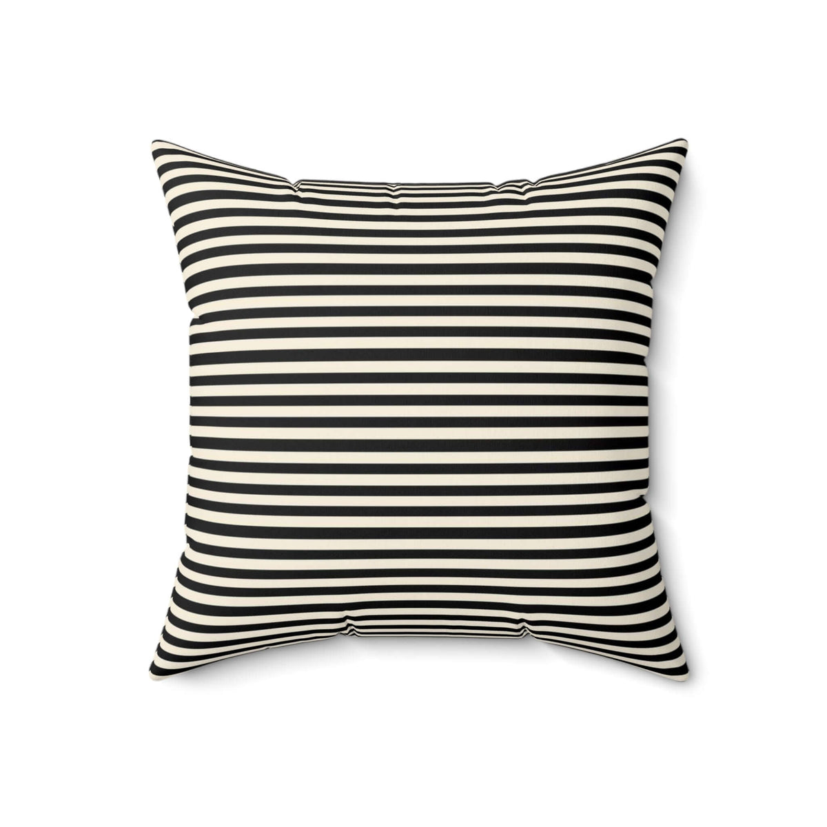 Spun Polyester Square Pillow - Stripped Black & Beige - Revel Sofa 