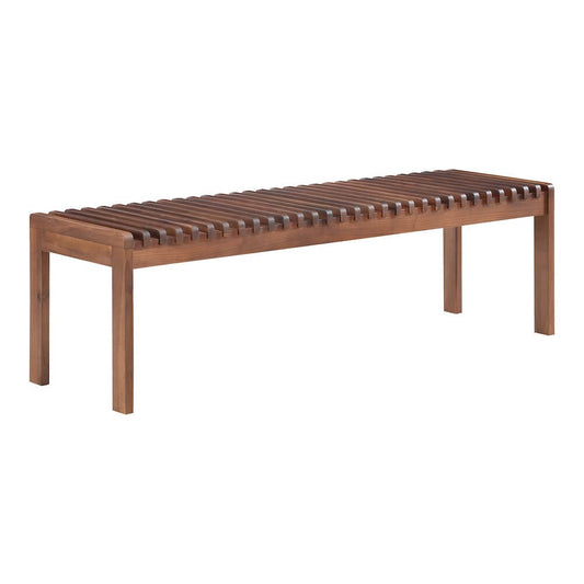 Rohe Solid Walnut Slatted Bench 60" in Walnut Brown