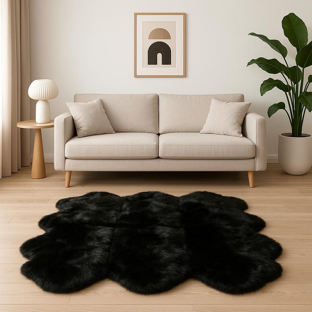 Gradient Gray Animal Print Area Rug in Black