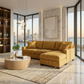 Clifford L-Shaped Sectional Sofa – Made in USA, 9 Fabric Options - Hepburn Chai Tea Yellow Fabric (13)