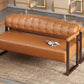 Ludlow Button-Tufted Faux Leather Bench Set