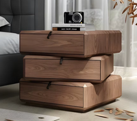 Goddard Walnut 3-Drawer Rotating Nightstand