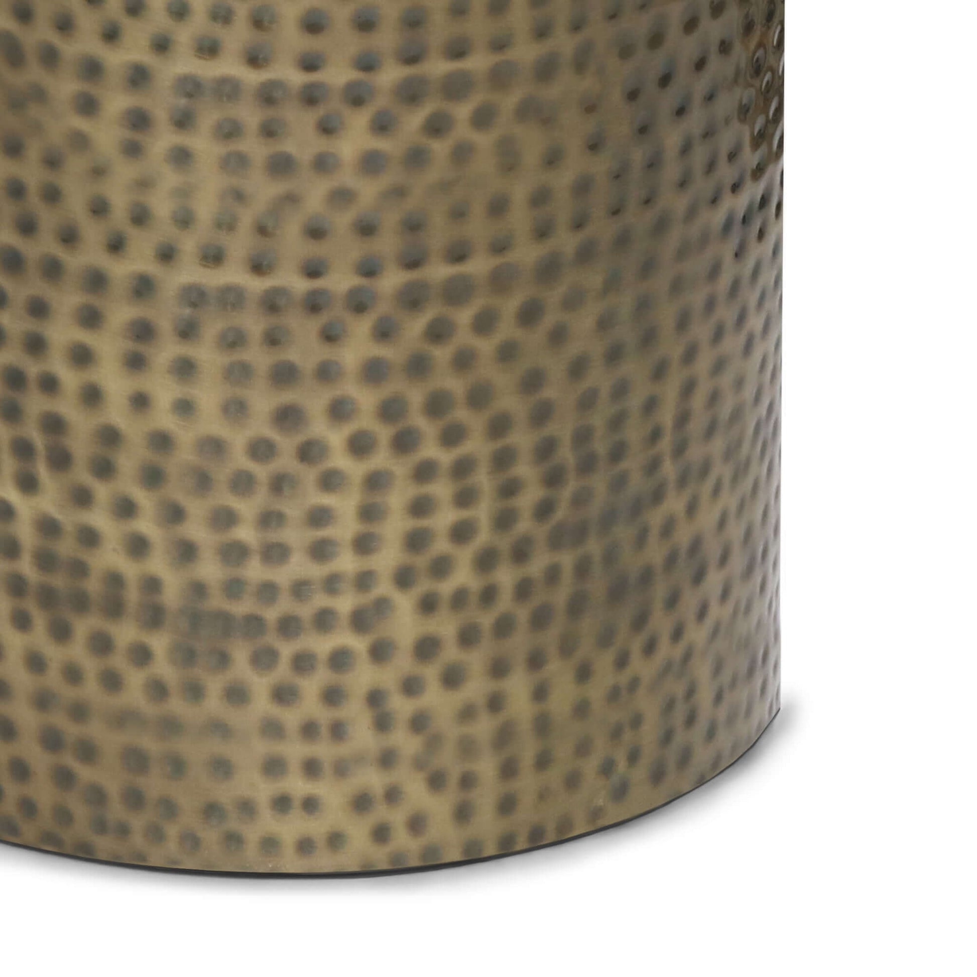 Corbin Hammered Antique Gold Metal Cylindrical Side Table 16"