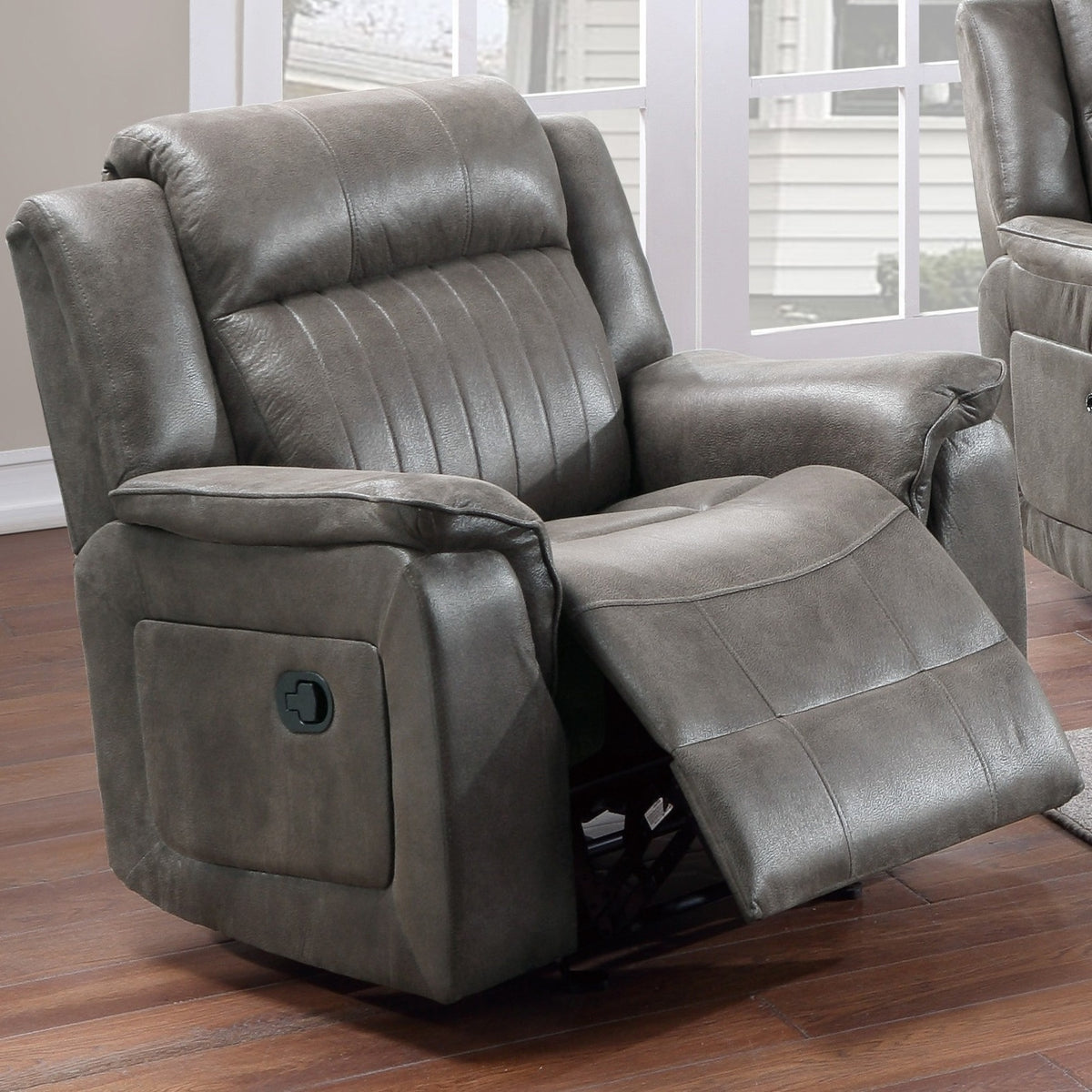 Ellison Slate Blue Faux Leather Reclining Loveseat & Recliner Set