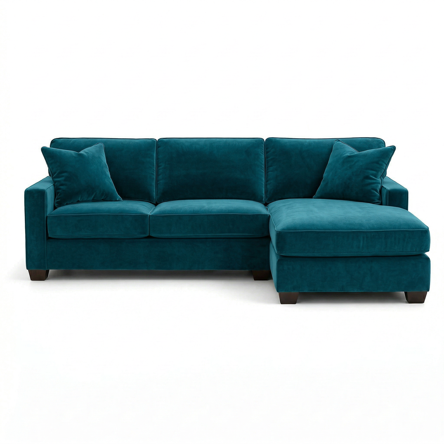 Clifford L-Shaped Sectional Sofa – Made in USA, 9 Fabric Options - Velvet Antique Peacock - Velvet (1)