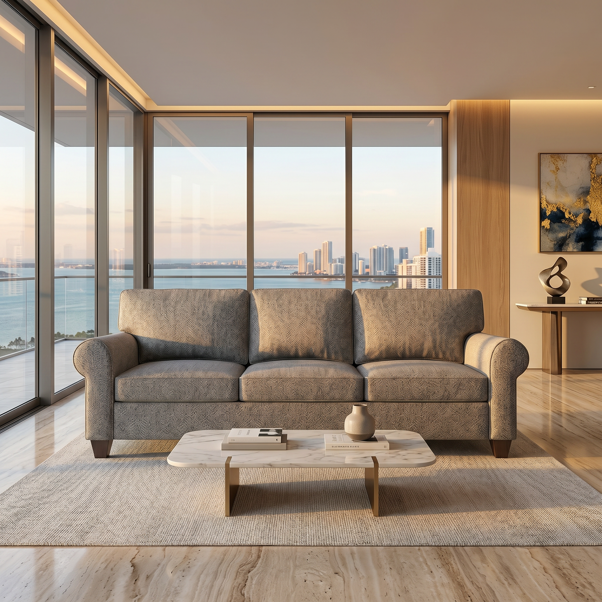 Augusta Sofa – Made in USA, Custom Fabric Options, 83" Classic Design - Catalina Steel - Fabric (1)