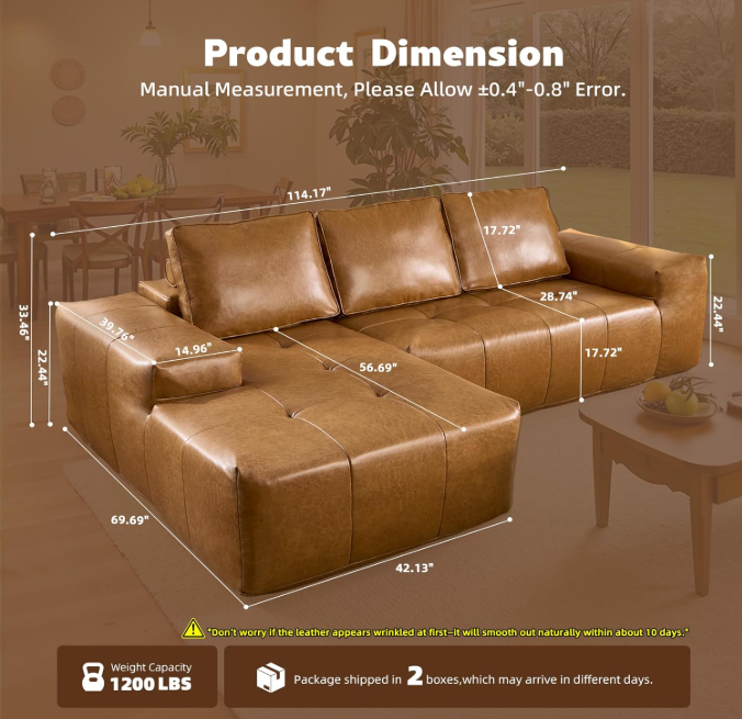 Isolde Brown Faux Leather Modular Sectional
