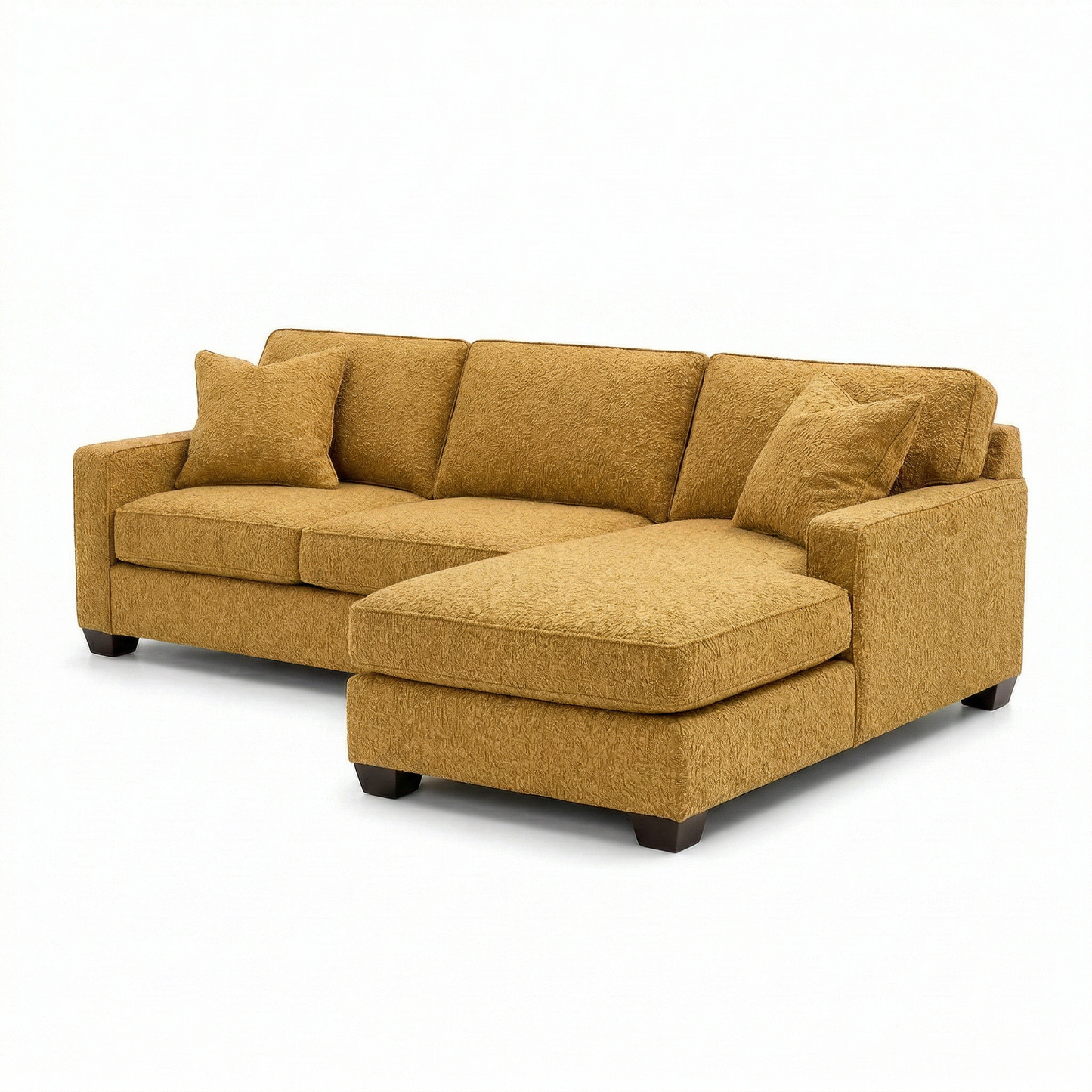 Clifford L-Shaped Sectional Sofa – Made in USA, 9 Fabric Options - Hepburn Chai Tea Yellow Fabric (5)