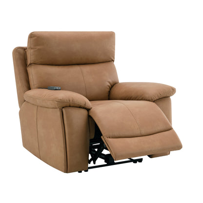 Chavis Brown Leather Aire Power Motion Recliner – 41" Power Headrest Recliner with USB