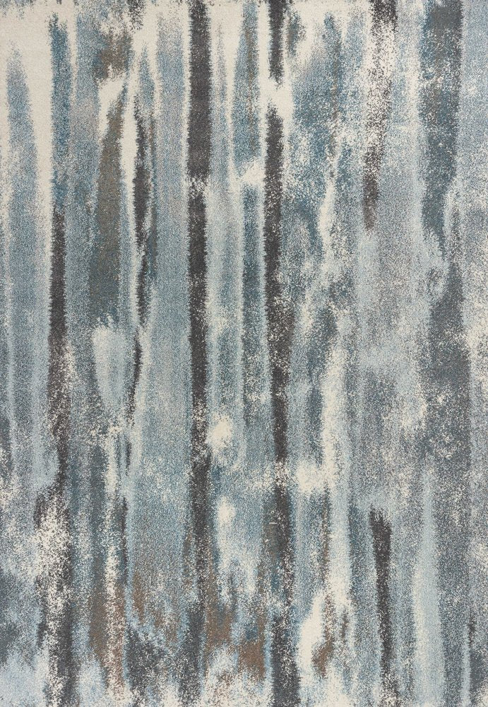 Teal Blue And White Abstract Area Rug | 9' x 13'