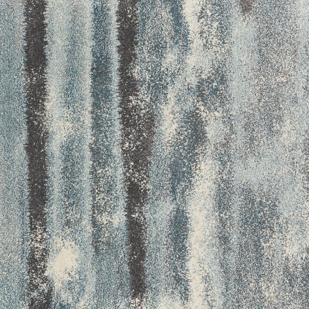 Teal Blue And White Abstract Area Rug | 9' x 13'