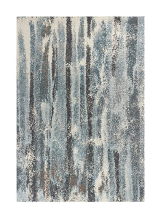 Teal Blue And White Abstract Area Rug