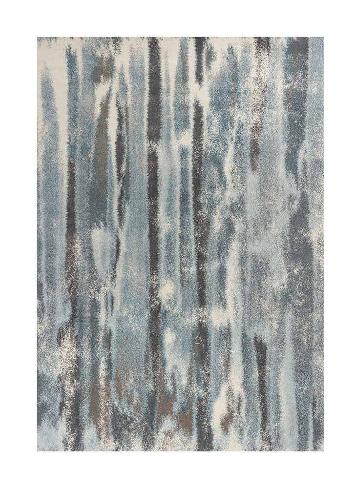 Teal Blue And White Abstract Area Rug | 9' x 13'