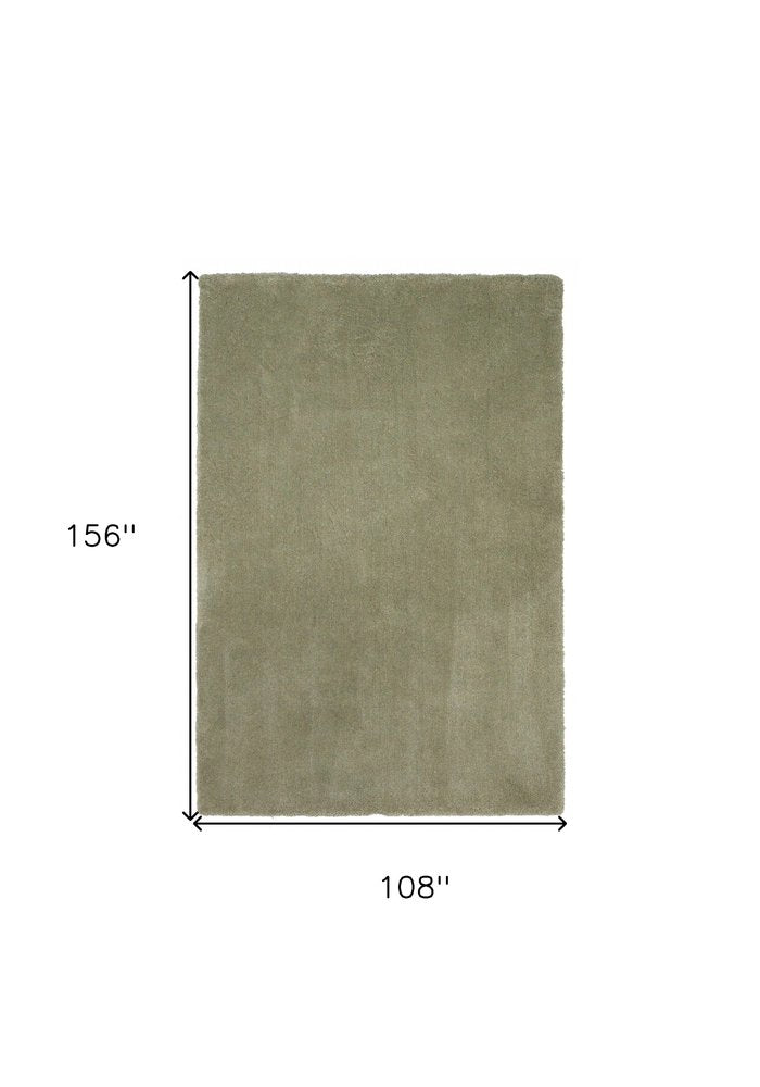 Sage Hand Woven Area Rug | 9' x 13' displayed with dimensions 156'' x 108'' in a soft green color.