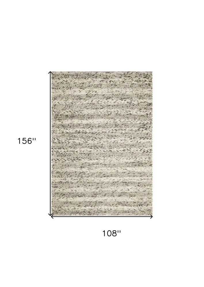 Wool Striped Hand Woven Area Rug | 9' x 13'