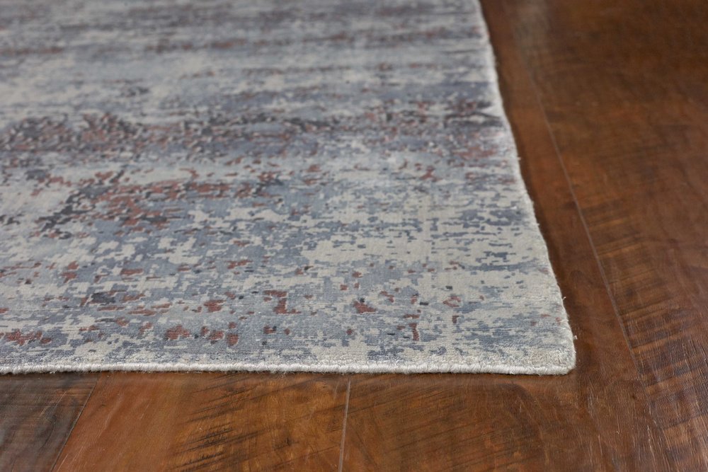 Slate Gray And Dark Gray Abstract Hand Loomed Area Rug | 9' x 13'