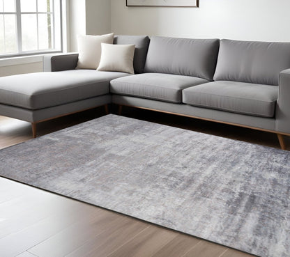 Slate Gray And Dark Gray Abstract Hand Loomed Area Rug | 9' x 13'