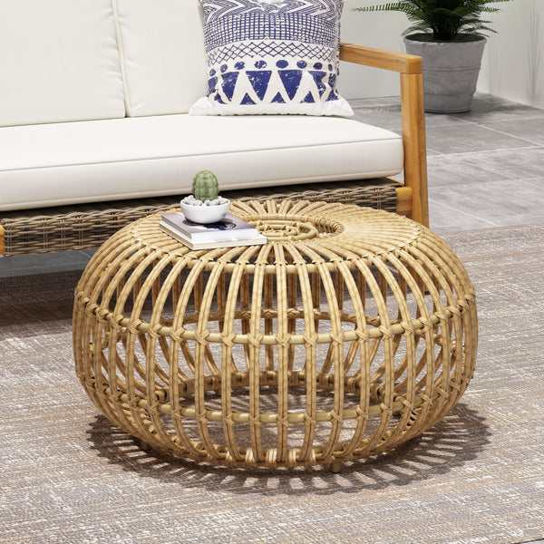 Ottawa Faux Rattan Weave Round Coffee Table – 29.5
