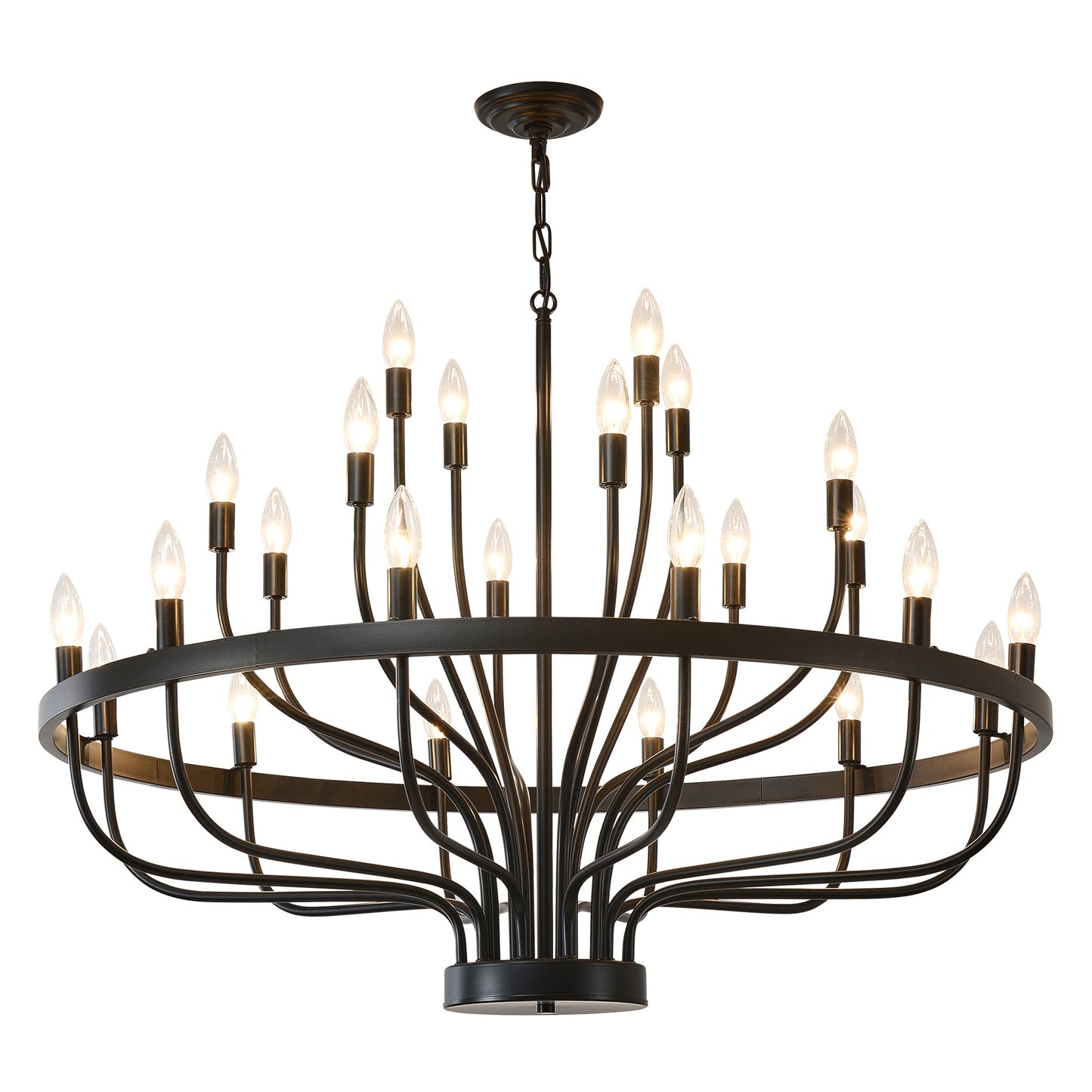 Daxton Black Iron 24-Light Chandelier 39.3 inch