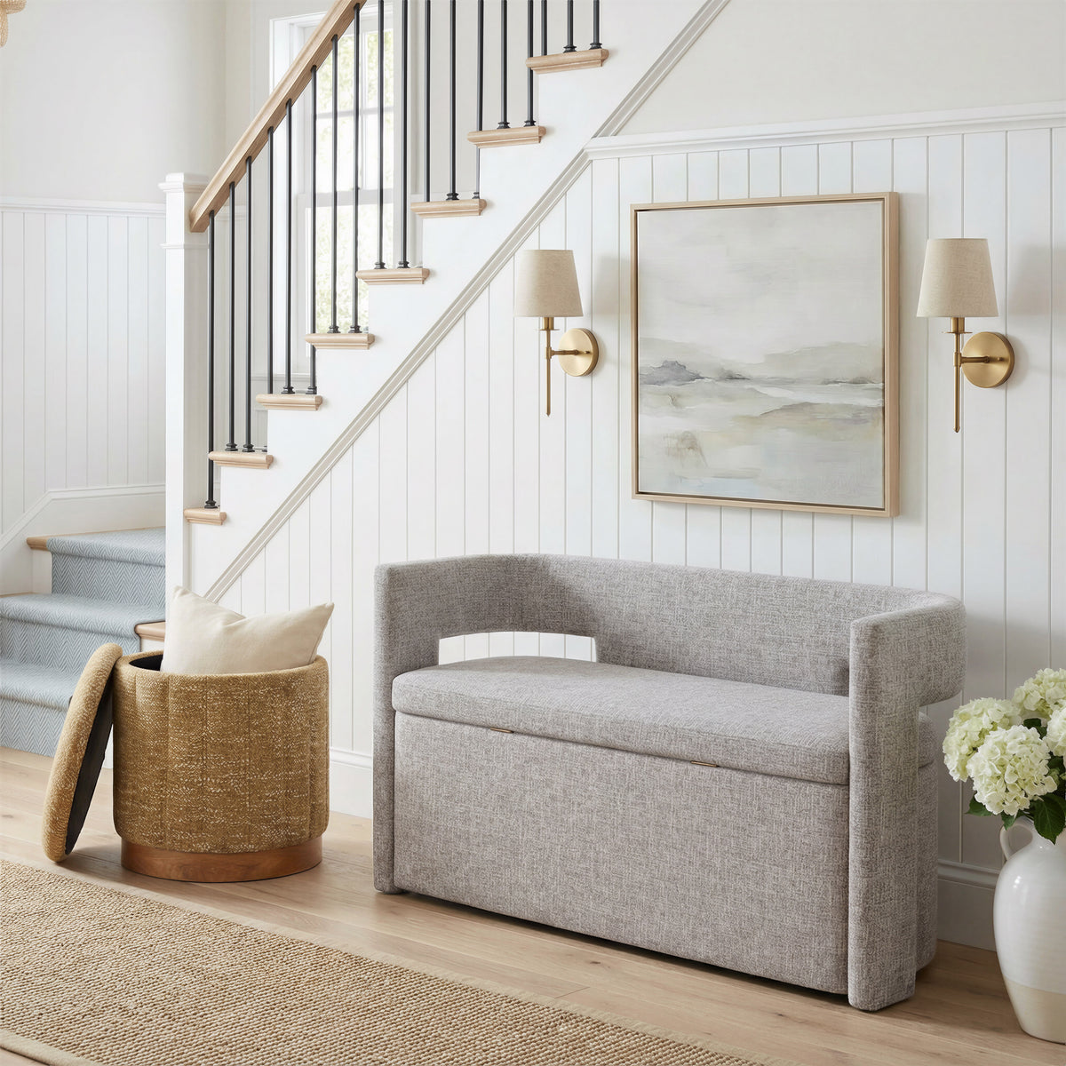 Fije Storage Ottoman in Oat Yellow