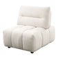 Beige Modular Sectional with Chaise & Ottoman featuring a comfortable adjustable back and plush upholstery.