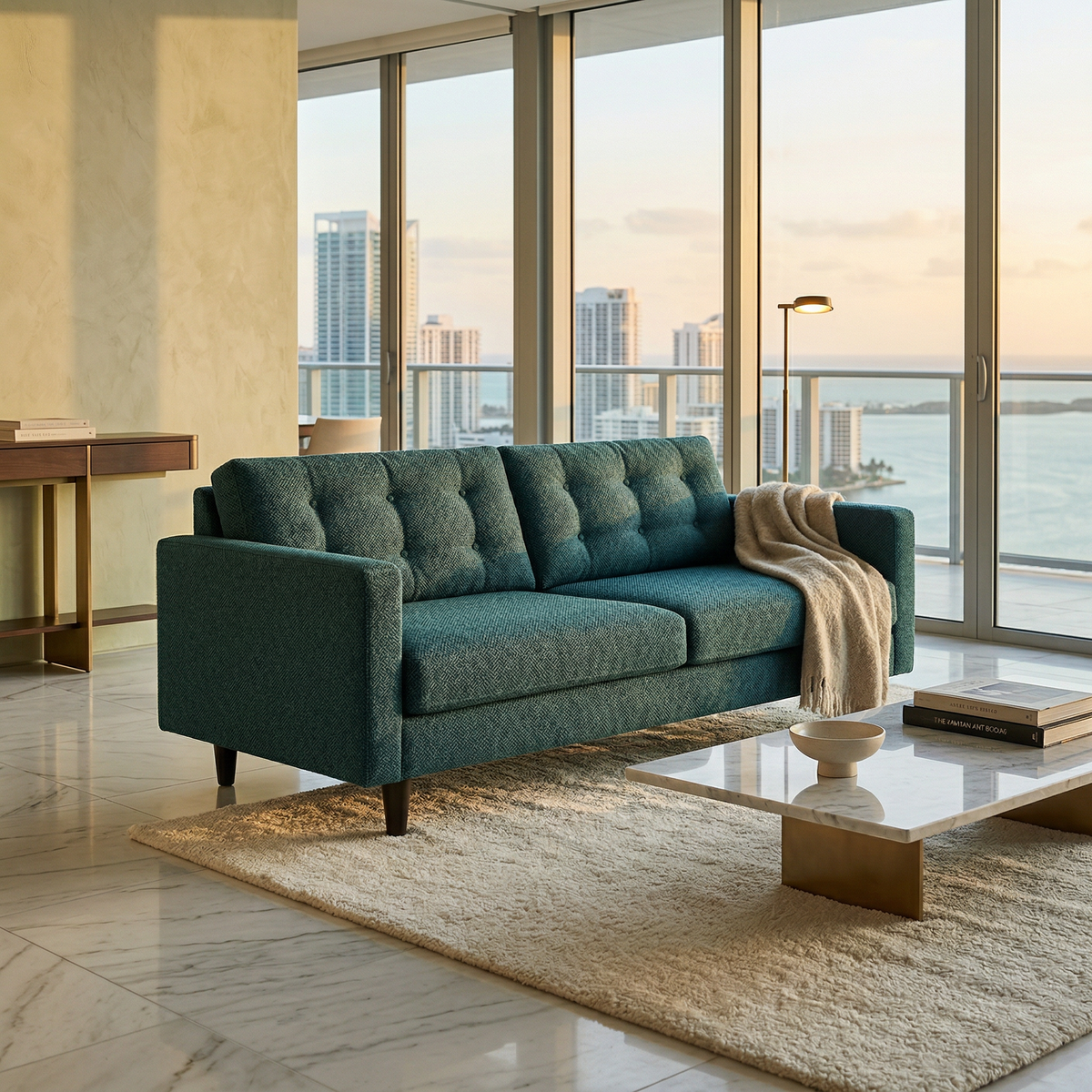 Talmadge Velvet Sofa – 92" Classic American Sofa - Velvet Antique Peacock - Velvet (1)