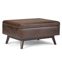 Owen Dark Brown Faux Leather Ottoman – 26.4