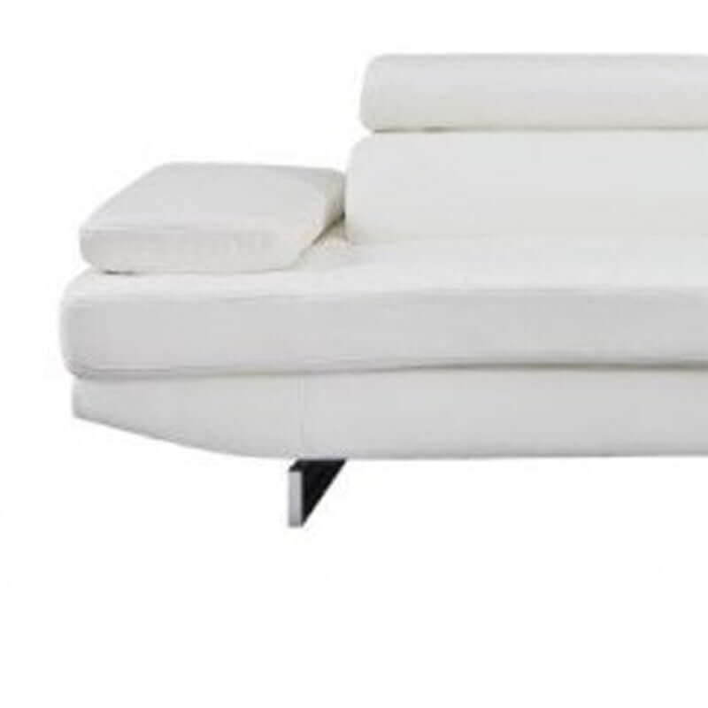 Leather L-Shaped Corner Sectional Sofa 124" | Modern 2-Piece Sectional Couch - detail of white upholstery and cushion.