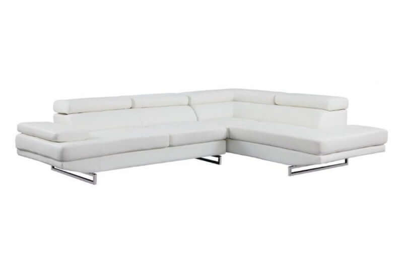 Leather L-Shaped Corner Sectional Sofa 124" | Modern 2-Piece Sectional Couch in sleek white leather design.